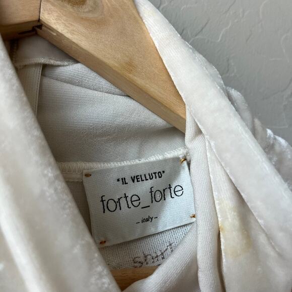 Forte Forte Turtleneck‎ Cream Italian Velvet Silk Blend Long Sleeve Top Size 1 - Picture 5 of 10